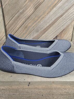 Rothys The Flat Round Toe Womens Comfort Flats Grey Birdseye Womens Size 7